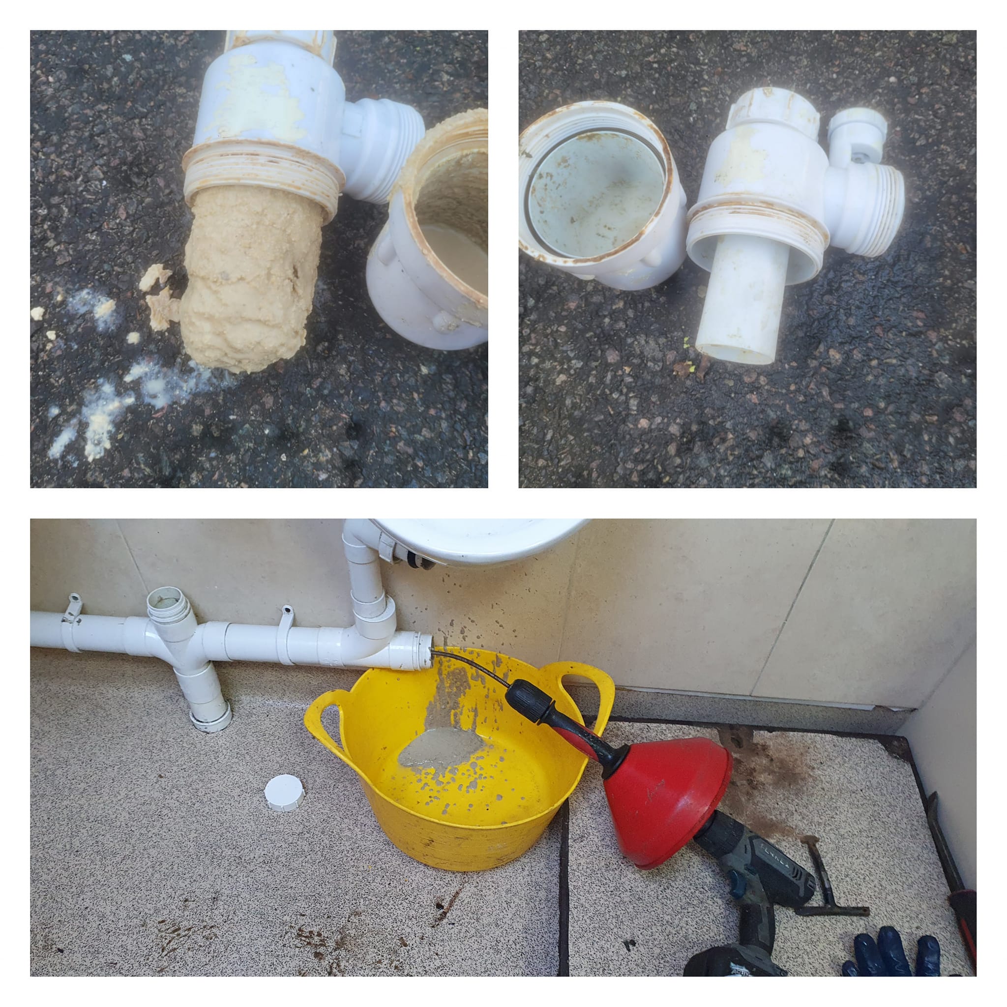 The reason for a urinal blockage and the process of it being cleaned.